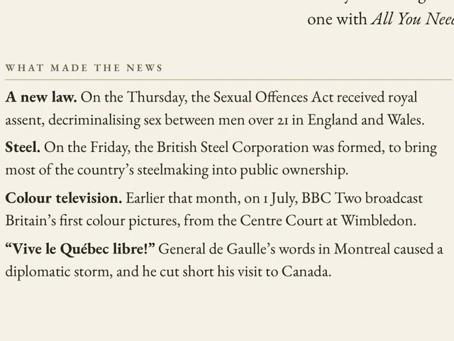 Detail of the Our Day example print: what made the news in the week of the wedding, July 1967