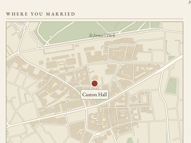 Detail of the Our Day example print: a map of the venue, Caxton Hall, Westminster