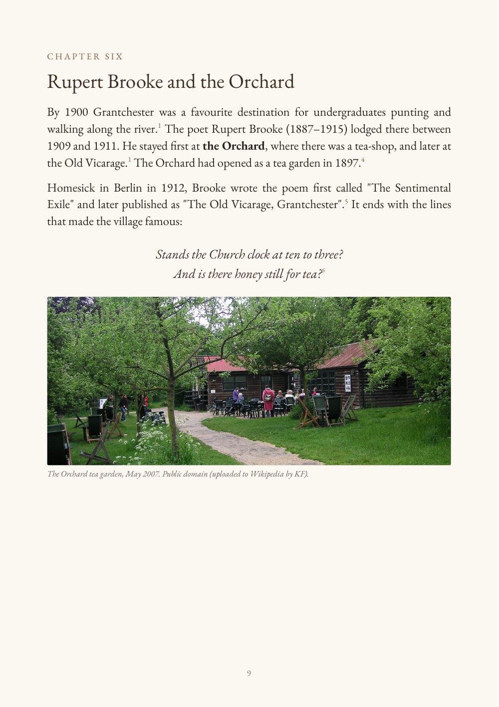 Grantchester sample book, page 9: Rupert Brooke and the Orchard